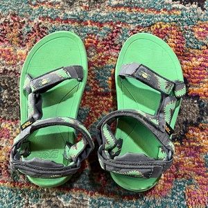 Boys green Teva sandals size 13